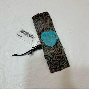 The Jewelry Junkie Leather Cuff Turquoise Slab Bracelet New